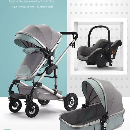 Cochecito de bebé multifuncional para recién nacido, cochecito de paisaje alto, cochecito de bebé 4 en 1 de doble cara con base de asiento de coche ISOFIX 739