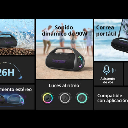 Tronsmart Bang 2 Bocina Bluetooth de 90 W con claridad de 2,1 canales, 26 horas de reproducción, audio claro de 105 dB, altavoces Snyc 100