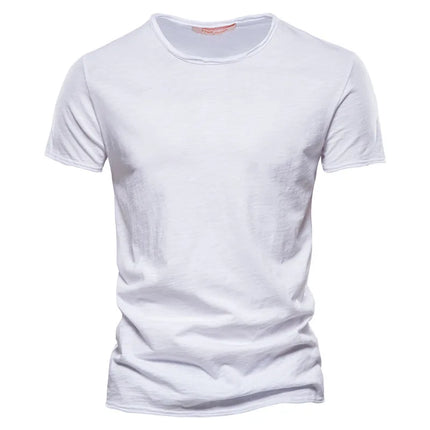 Camiseta 100% de algodón para hombre, camisetas finas informales suaves para Fitness, ropa para el hogar para hombre, camiseta sólida de manga corta con cuello redondo para hombre