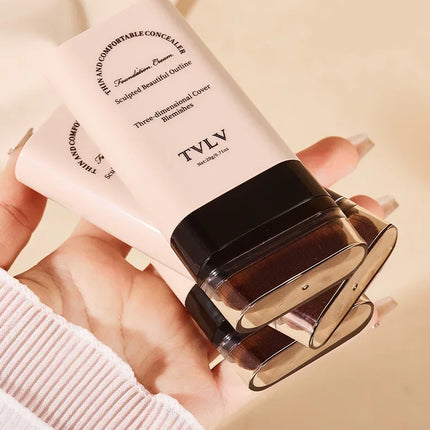 TVLV borrador base maquillaje en barra 20g, con pincel para iluminar la piel base líquida, corrector de maquillaje duradero