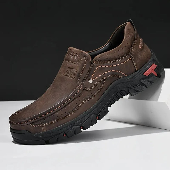 Zapatos de cuero hechos a mano para hombre, mocasines informales sin cordones para exteriores, zapatos de cuero para hombre, mocasines planos, zapatos para caminar antideslizantes, triangulación de envíos