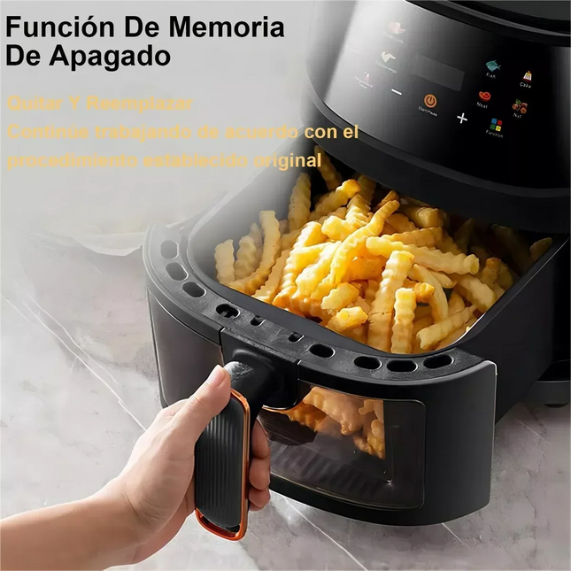 Freidora de aire de 1400 W y 8 l sin aceite, programable, inteligente, con pantalla LED táctil, ciclo térmico, para el hogar, para cocinar patatas fritas, pollo
