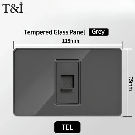 Enchufe de Pared de Vidrio Templado con Puertos USB Dual Tipo C – 118x75mm, 110V