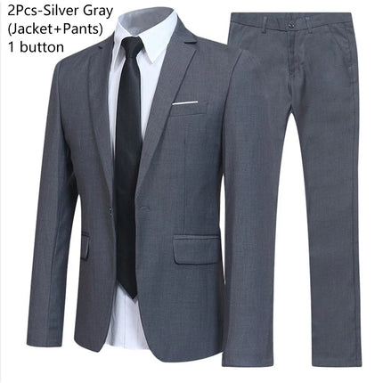 Trajes para hombre elegante boda 2 piezas conjunto chaquetas pantalones Blazers traje Formal ajustado moda negocios clásico 2025 disfraz