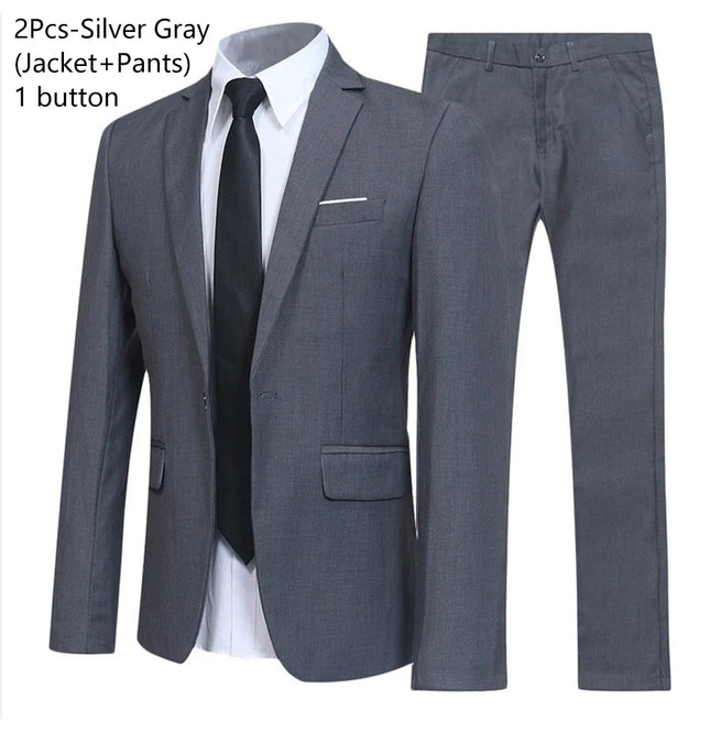 Trajes para hombre elegante boda 2 piezas conjunto chaquetas pantalones Blazers traje Formal ajustado moda negocios clásico 2025 disfraz