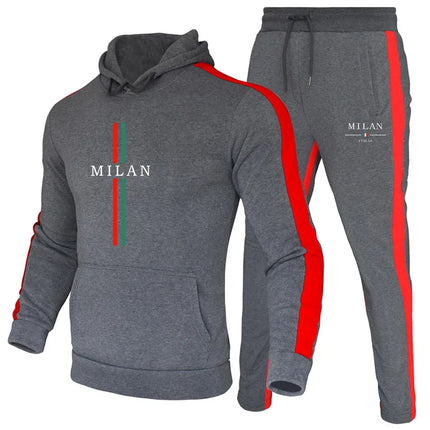 Conjunto de Sudadera con capucha y pantalones de chándal para hombre, ropa deportiva informal diaria, trajes de entrenamiento para correr, trajes masculinos, novedad de 2025
