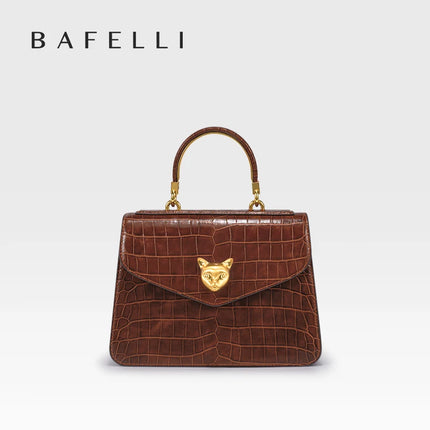 2025 BAFELLI CAT NUEVO bolso de moda de cuero con patrón de crujido para mujer, elegante bolso de negocios para mujer, bolso OL de marca de lujo
