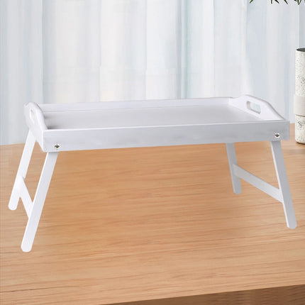 Bandeja de cama de bambú para desayuno con patas plegables, perfecta para uso en sofá, TV, computadora portátil o snacks, para servir el desayuno en la cama (negro/blanco)