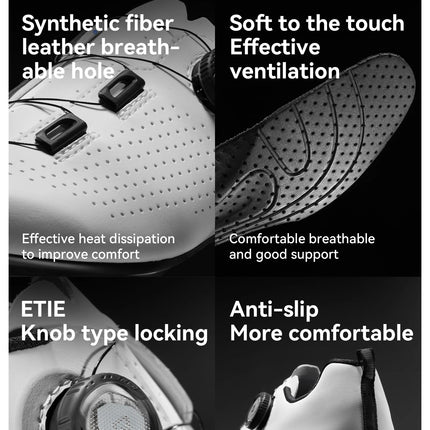 ROCKBROS Zapatos de ciclismo profesional con cierre de perilla autobloqueantes para bicicleta de carretera compatible con calas SPD calzado para ciclismo