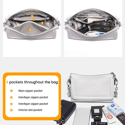 Bolso de mano Zency 2025 con cadena acrílica, bolso cruzado pequeño de lujo con asa superior de cuero suave para mujer, bolso de hombro blanco a la moda