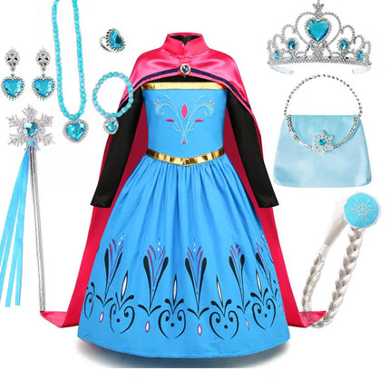 Disney niñas Reina de la nieve Elsa coronación vestido de princesa elegante ropa de fiesta niños carnaval Frozen Girl Cosplay princesa tela