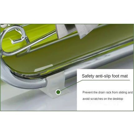 Heavy Duty 2-Layer S-Shaped Stainless Steel Dish Dryer, with Cup-Shaped Drain, Space-Saving Curved Design and Top and Bottom Countertop, Dishwasher Safe, Anti-Rust, Easy to Clean (40X25X36Cm)