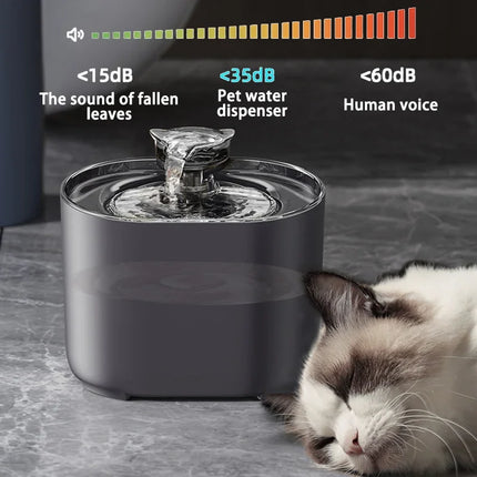 Fuente de agua con filtro automático para mascotas, bebedero eléctrico silencioso con USB, bebedero de recirculación