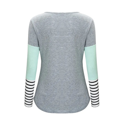 Camisetas de lactancia de Color cosido para mujeres embarazadas a la moda, camisetas informales holgadas de manga larga para maternidad