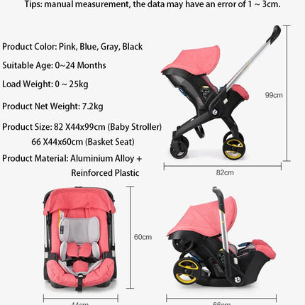 Cochecito de bebé 4 en 1, asiento de coche para cochecitos recién nacidos, carrito de seguridad, carro ligero y plegable