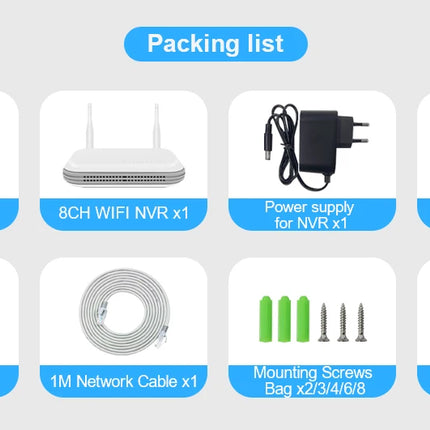 Smar 8CH NVR 5MP Kit de cámara inalámbrica Ai Humman detectar al aire libre 3MP PTZ WiFi visión nocturna CCTV sistema de vigilancia de seguridad ICsee