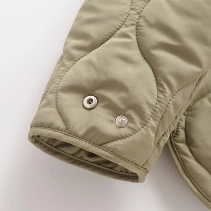 Otoño e Invierno nueva chaqueta holgada acolchada de algodón de manga larga con capucha y cordón para mujer