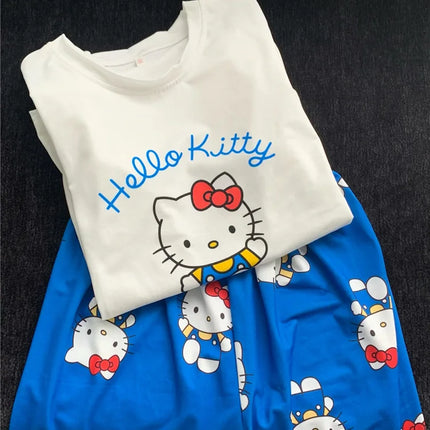 Pijamas de Hello Kitty para Mujer – Conjunto de Ropa de Hogar de Manga Corta