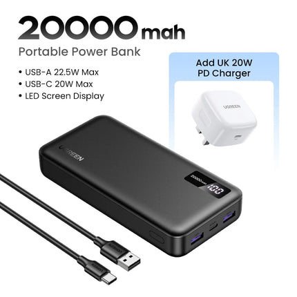 UGREEN 20000mAh PD 20W banco de energía carga rápida banco de energía portátil para iPhone 17 16 15 Pro Max Xiaomi teléfono batería externa 30W