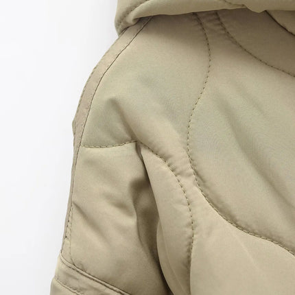 Otoño e Invierno nueva chaqueta holgada acolchada de algodón de manga larga con capucha y cordón para mujer