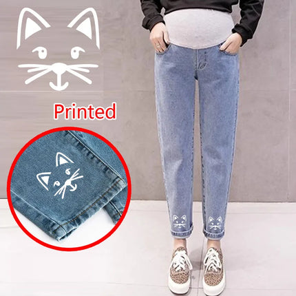 Pantalones abdominales para embarazo, pantalones vaqueros para novio, pantalones de maternidad para mujeres embarazadas, ropa, pantalones de cintura alta, pantalones vaqueros sueltos