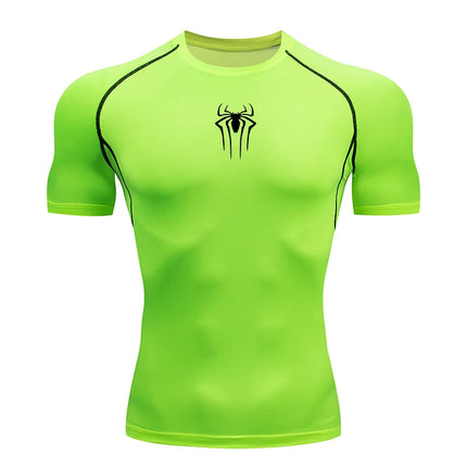 Camiseta de compresión de manga corta para hombre, ropa deportiva para correr, gimnasio, elástica, de secado rápido, 2024