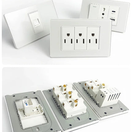 Enchufe de Pared de Vidrio Templado con Puertos USB Dual Tipo C – 118x75mm, 110V