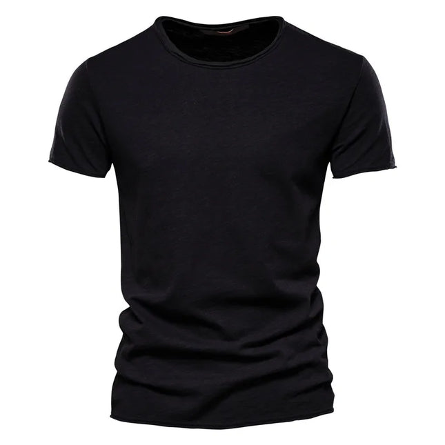 Camiseta 100% de algodón para hombre, camisetas finas informales suaves para Fitness, ropa para el hogar para hombre, camiseta sólida de manga corta con cuello redondo para hombre