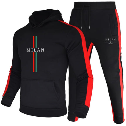 Conjunto de Sudadera con capucha y pantalones de chándal para hombre, ropa deportiva informal diaria, trajes de entrenamiento para correr, trajes masculinos, novedad de 2025