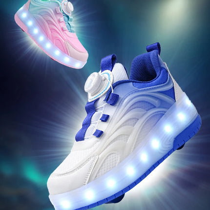 Zapatos de patín con luz Led de dos ruedas para niños y niñas, zapatillas deportivas luminosas, monopatín con carga USB