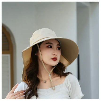 Sombrero de cubo para el sol al aire libre para mujeres y niñas, sombrero de pesca, sombrero de cubo de ala ancha con cubierta para el cuello, gorra de Safari con protección UPF 50+