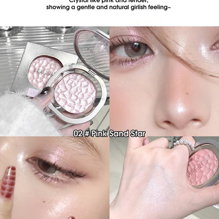 LEEINTO polvo nacarado brillante de alto brillo que ilumina el disco de sombra de ojos de maquillaje