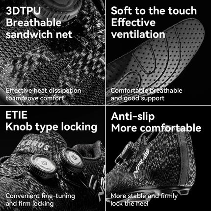 ROCKBROS Zapatos de ciclismo profesional con cierre de perilla autobloqueantes para bicicleta de carretera compatible con calas SPD calzado para ciclismo