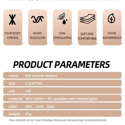 Cinta de kinesiología de 2,5 CM x 5M para cara, línea en V, cuello, ojos, levantamiento de arrugas, cinta adhesiva, herramienta de cuidado de la piel Facial, vendaje elástico