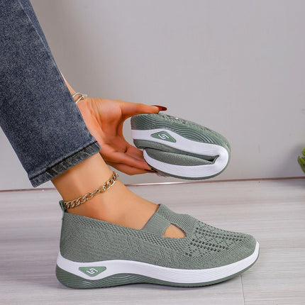 Zapatos de mujer, zapatillas transpirables de Color sólido, zapatillas informales de verano para mujer, zapatos informales de punto bajos, zapatos para mamá