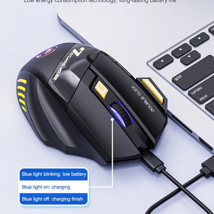 GW 2,4G y ratón inalámbrico Bluetooth luz de respiración recargable silenciosa 7 teclas DPI Sensor óptico ajustable ratón juego Oficina