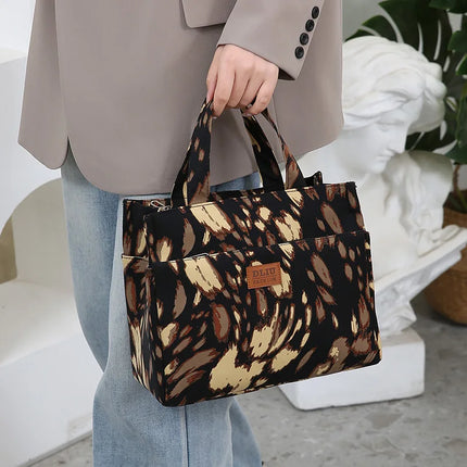 Nuevo bolso artístico de tela gruesa de gran capacidad, fiambrera de trabajo minimalista, bolsa de almacenamiento adecuada para ir de compras, usos varios