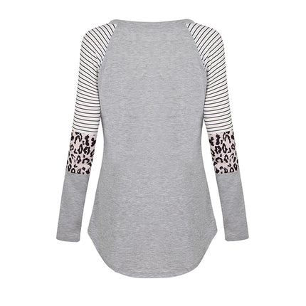 Blusa de lactancia de manga larga de maternidad para mujer, Tops de Color Patchwork para lactancia