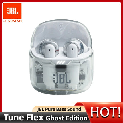 Nuevos auriculares inalámbricos JBL Tune Flex Ghost Edition, potentes graves puros, auriculares con cancelación activa de ruido, resistentes al agua IPX4