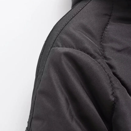 Otoño e Invierno nueva chaqueta holgada acolchada de algodón de manga larga con capucha y cordón para mujer