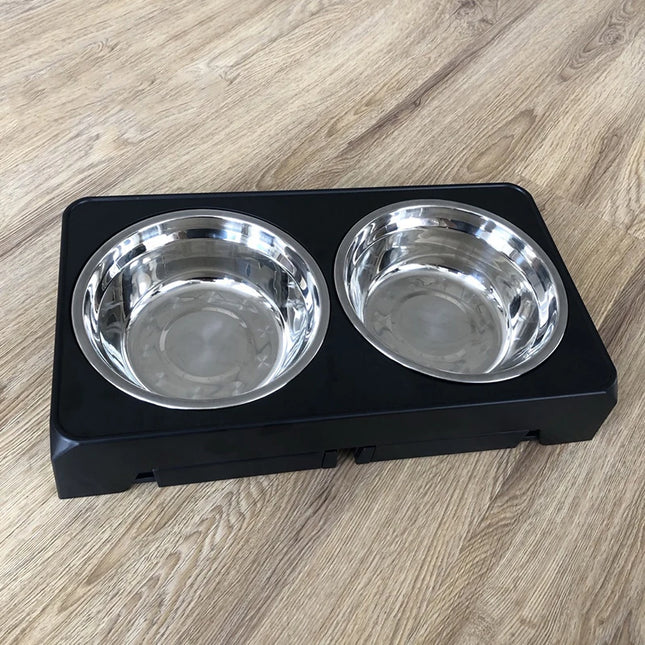 BOOTEELY Cuencos elevados para comedero para perros, soporte elevado ajustable con cuencos dobles de acero inoxidable para alimentos y agua, perros pequeños, medianos y grandes