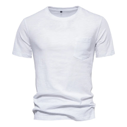 Camiseta 100% de algodón para hombre, camisetas finas informales suaves para Fitness, ropa para el hogar para hombre, camiseta sólida de manga corta con cuello redondo para hombre