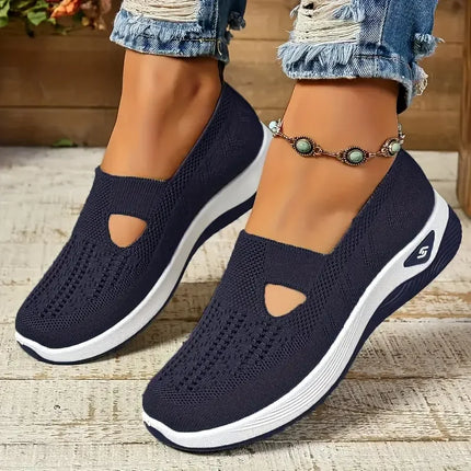 Zapatos de mujer, zapatillas transpirables de Color sólido, zapatillas informales de verano para mujer, zapatos informales de punto bajos, zapatos para mamá