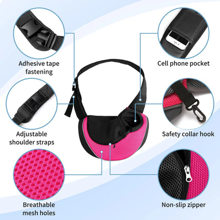 Portabebés para perros y mascotas, bandolera para viajes al aire libre, malla transpirable, bolsa con eslinga segura, capacidad de carga de 5 kg para perros y gatos