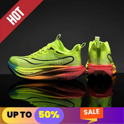 Zapatillas fluorescentes para correr CarbonBoard Marathon, deportivas para hombre, transpirables, cómodas zapatillas deportivas para mujer, suaves y resistentes al desgaste