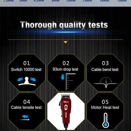 WALUX-cortadora de pelo profesional para hombre, potente recortadora con cable clásica roja de 10W con palanca cónica ajustable, herramienta de corte de pelo