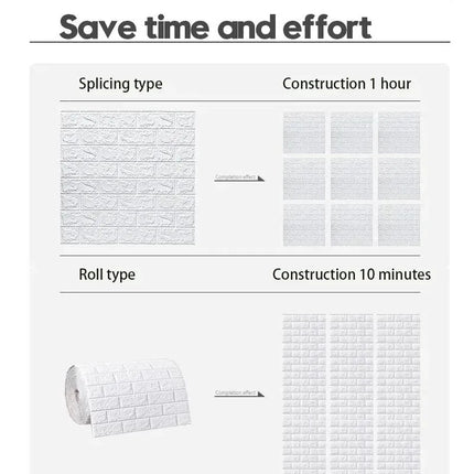 Papel Tapiz Autoadhesivo 3D – Ladrillo de Espuma Vintage, Impermeable, 70cm x 10m