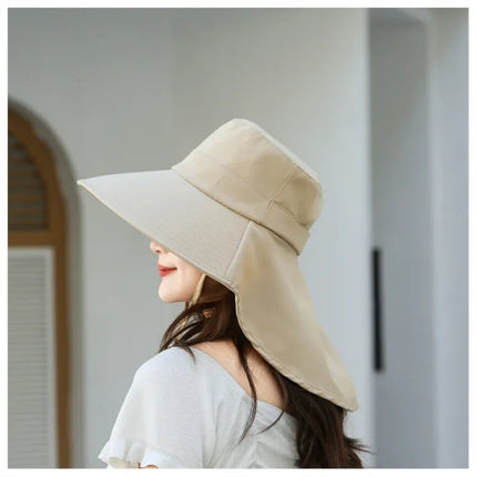 Sombrero de cubo para el sol al aire libre para mujeres y niñas, sombrero de pesca, sombrero de cubo de ala ancha con cubierta para el cuello, gorra de Safari con protección UPF 50+