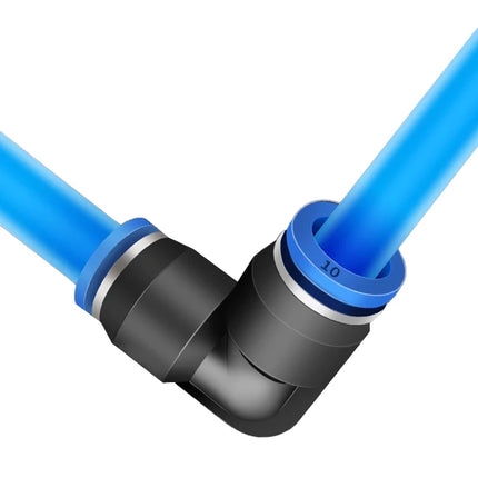 Juego de 20 Conectores Neumáticos en Codo PV – 90° de Plástico, Conector Rápido de 2 Vías (4mm / 6mm / 8mm / 10mm)