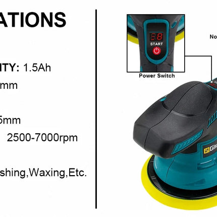 Gisam 8Gear Pulidora Digital Inalámbrica para Auto